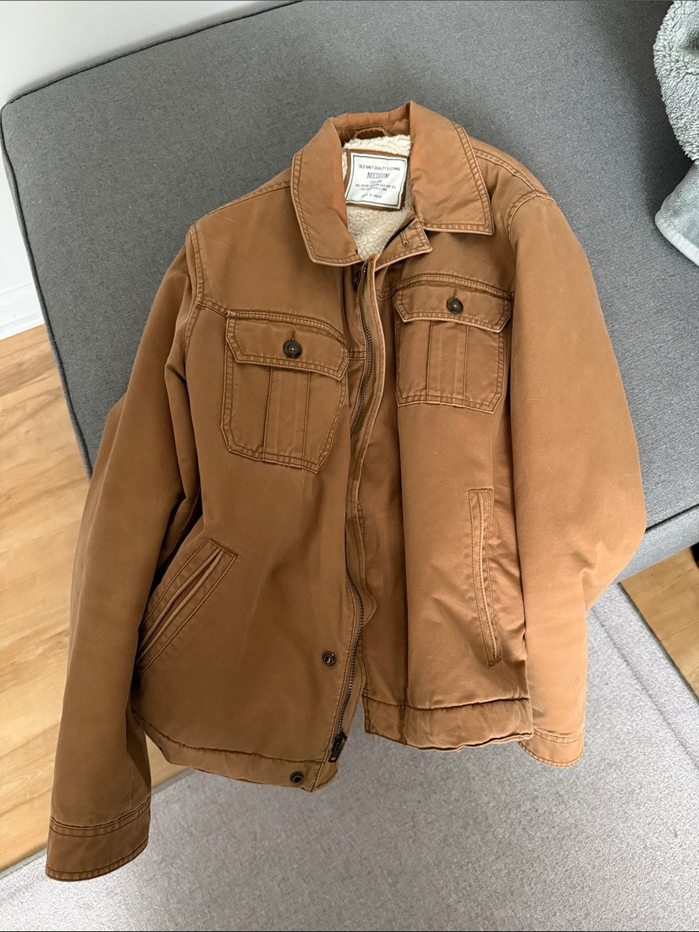Old Navy Tan Sherpa-Lined Work Jacket